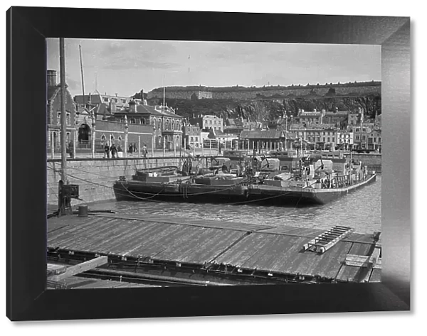 German barges in St Helier harbour, Jersey May 1945