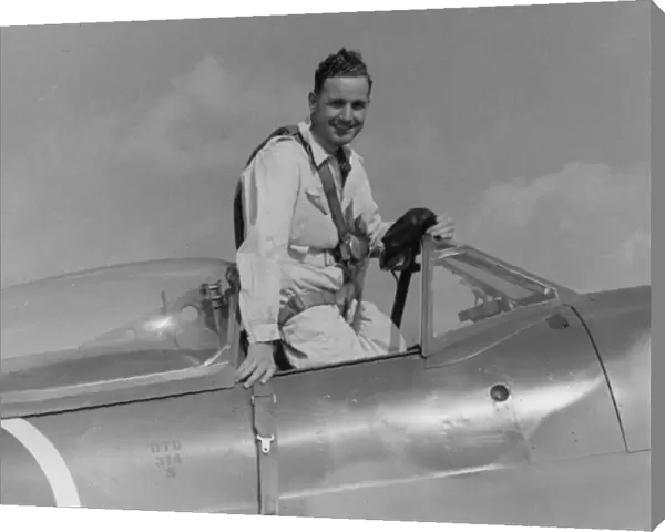 Alex Henshaw in the cockpit of a Spitfire