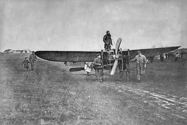 Louis Bleriot in his Bleriot XI starting his cross channel flight, 1909