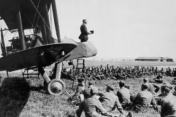 The Chaplain preaching at No. 2 Aeroplane Supply Depot, RAF Bahot, France, September 1918