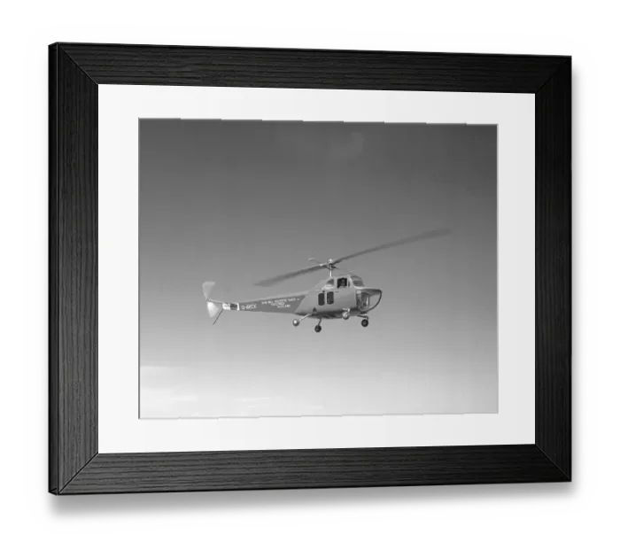Framed Print : Bell 47B (G-AKCX) of Irvin-Bell Helicopter Sales Ltd Framed Print : Bell 47B (G-AKCX) of Irvin-Bell Helicopter Sales Ltd