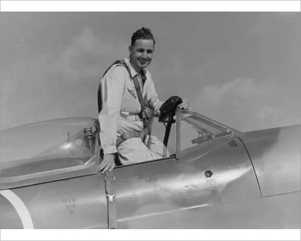 Alex Henshaw in the cockpit of a Spitfire