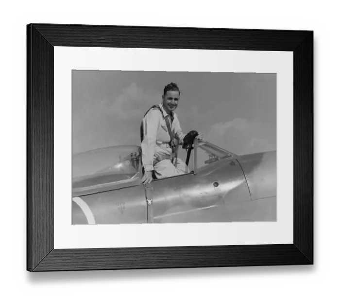 Framed Print : Alex Henshaw in the cockpit of a Spitfire