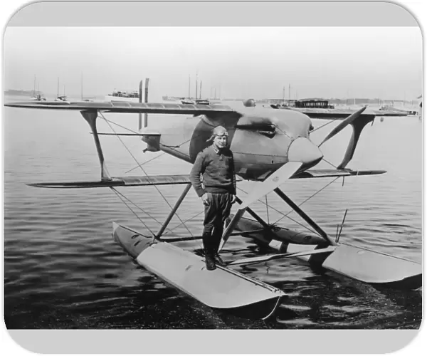 James Doolittle on the float of his Curtiss R3C racer, 1925