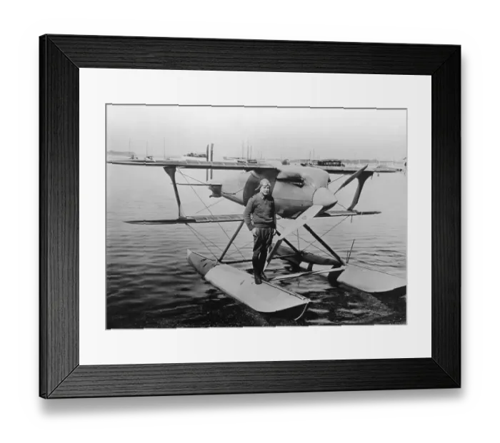 Framed Print : James Doolittle on the float of his Curtiss R3C racer, 1925