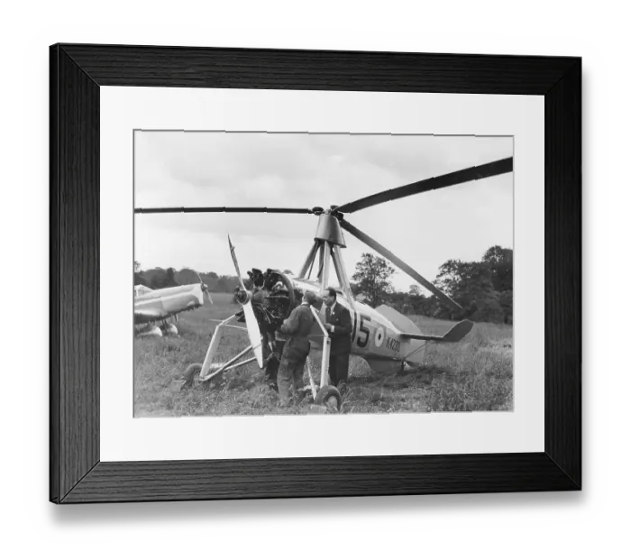 Framed Print : Juan de la Cierva with an Avro Rota Framed Print : Juan de la Cierva with an Avro Rota