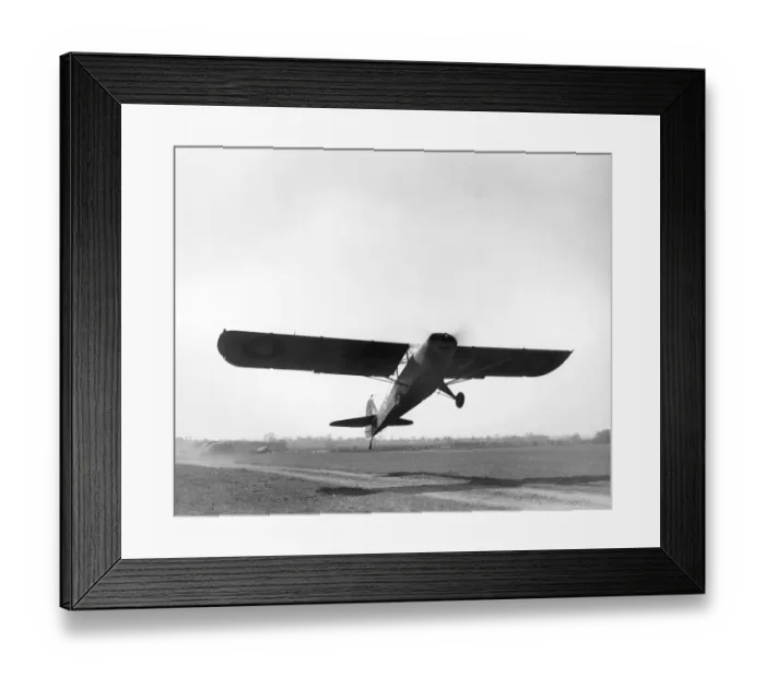 Framed Print : Auster IV. British Taylorcraft Auster IV (MT225) taking off, Rearsby, 1944 Framed Print : Auster IV. British Taylorcraft Auster IV (MT225) taking off, Rearsby, 1944