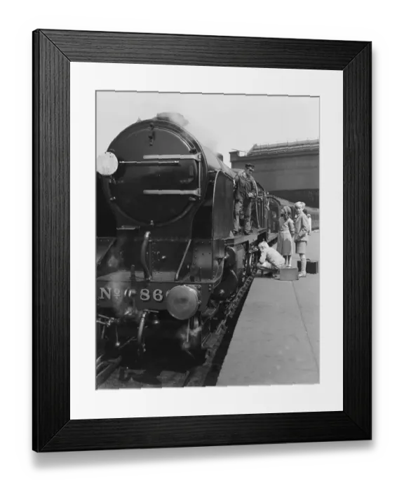 Framed Print : Three children and the engine driver Framed Print : Three children and the engine driver