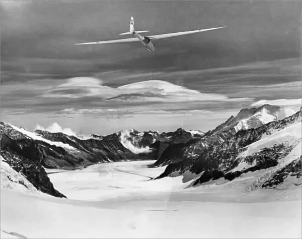 Gliding in the Alps. Gliding at the Jungfraujoch, Switzerland, 1935
