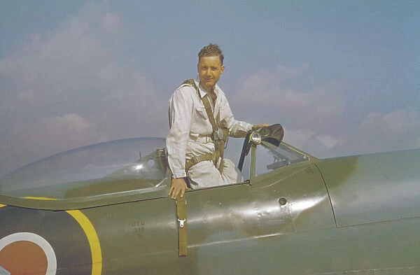 Alex Henshaw. Test pilot Alex Henshaw in the cockpit of a Spitfire, 1944