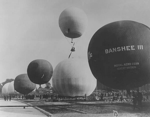 A Balloon race. The start of a Balloon race, circa 1923