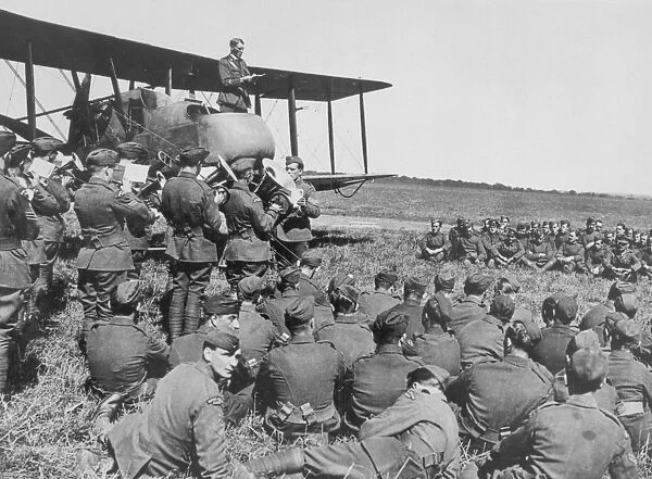 The Chaplain leads the singing at No. 2 Aeroplane Supply Depot