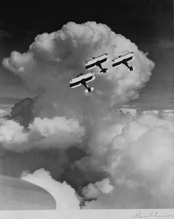 Framed Print : Three Gloster Gladiator aircraft perfoming aerobatics while tied together