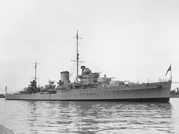 HMS Ajax, 1936. Leander Class Cruiser HMS Ajax at Alexandria, 1936