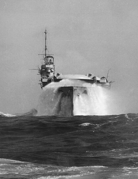 HMS Courageous in a heavy sea, 1937