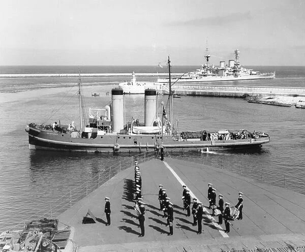 HMS Repulse leaving Malta, 1937