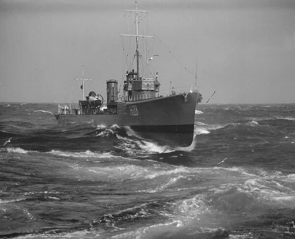 HMS Sturdy 1935. Admiraltys Class Destroyer HMS Sturdy (H28) in a heavy sea, 1935
