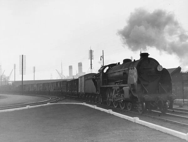 Southampton Docks. Southern Railway Class S15 4-6-0 locomotive with a freight