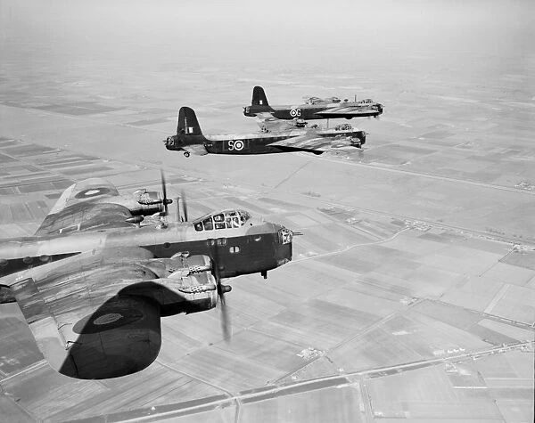 Stirling I bombers. Short Stirling I bombers of 1651 Conversion Unit flying in formation
