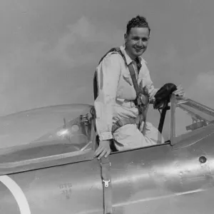 Alex Henshaw in the cockpit of a Spitfire