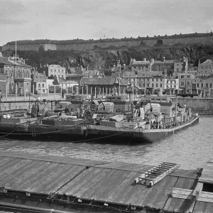 German barges in St Helier harbour, Jersey May 1945