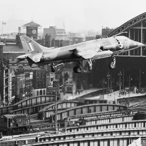 Harrier GR. 1 landing at St. Pancras