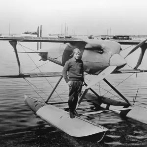 James Doolittle on the float of his Curtiss R3C racer, 1925