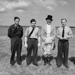 Pilots and ringmaster for Hoverfly display at Farnborough