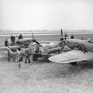 Re-arming Hurricanes of 610 Squadron