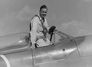 Trailblazers Collection: Alex Henshaw in the cockpit of a Spitfire