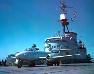 Charles Brown Colour Photographs Collection: Gloster Meteor F. 3 EE337 on HMS Implacable, 16 June 1948
