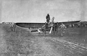 People Collection: Louis Bleriot in his Bleriot XI starting his cross channel flight, 1909