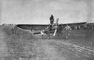Louis Bleriot in his Bleriot XI starting his cross channel flight, 1909